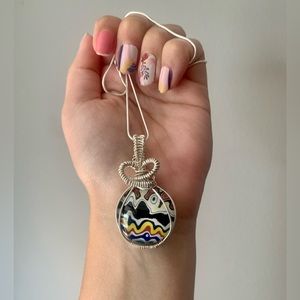 1980s Kenworth Fordite Sterling Silver Pendant